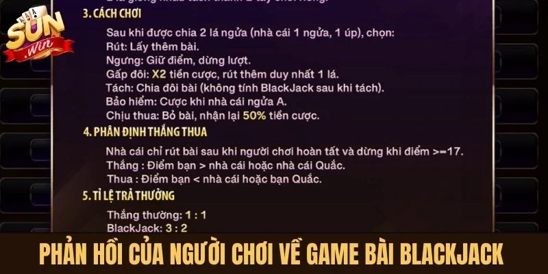 Phản hồi của người chơi về game bài Blackjack